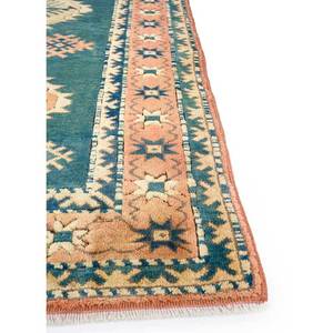 Tapis en laine noué à la main Nuray bleu, motif géométrique, rectangulaire, pour couloir, salon, modèle Pae-922 - Product Image 4