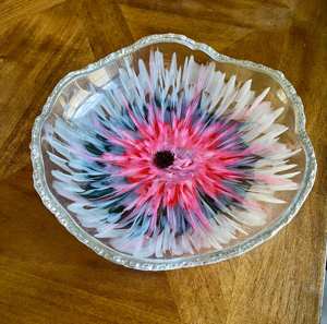 Ensaladera de resina ODM hecha a mano con remolino blanco y negro, patrón de remolino Aqua, textura de mármol pulida para el hogar, Hotel, fiesta, Buffet - Product Image 1