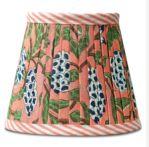 Abat-jour léger en coton imprimé floral fait main, de luxe, écologique, rose poudré, style indien - Product Image 1