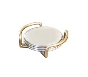 แผ่นรองจานโลหะสีทองรูปทรงใบไม้ทำด้วยมือแผ่นรองแก้วพิมพ์ซับลิเมชันสำหรับตกแต่งบ้านตามสั่ง - Product Image 3