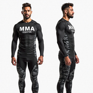 Protector de erupción de ajuste de compresión personalizado para luchadores personalizados de MMA Kimono completa y de manga corta De Jiu Jitsu Función de estiramiento - Product Image 3