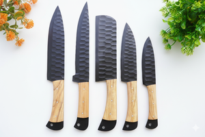 Juego de Cuchillos de Chef Profesionales, Hechos a Mano, de Acero al Carbono Forjado, 4 Piezas, Mango Octagonal de Madera, Ambidiestros, Duraderos y Ligeros - Product Image 4