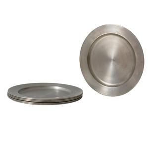 Assiette de présentation ronde en métal de style américain, argent antique, vaisselle et assiettes faites à la main pour les événements, les mariages, les fêtes, la décoration - Product Image 1