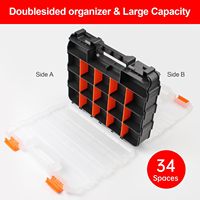 Boîte à outils en plastique, organisateur d'outils double face, organisateur de quincaillerie pour petites pièces, avec séparateurs amovibles en plastique