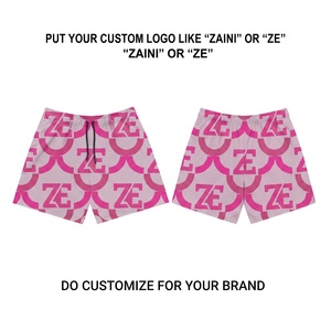 <b>Men</b> Cotton Mesh <b>Shorts</b> 120g Premium Magenta Pink <b>White</b> Side Panel Custom Logo Printed Drawstring Basketball Sports Anti-Wrinkle - Product Image 1