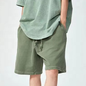 Pantalones cortos transpirables con lavado ácido de estilo callejero para hombre, pantalones cortos con cintura con cordón de peso pesado de último diseño para hombre - Product Image 1