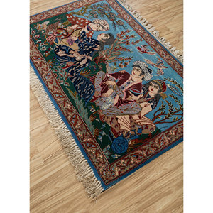 Tapis en laine noué à la main Aalam Blue Pae-4476, motif floral rectangulaire pour la décoration de la maison, salon, taille 9x12, pour adolescents - Product Image 2