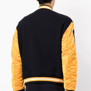 Custom <b>Men's</b> <b>Winter</b> Varsity <b>Jacket</b> Wool Leather Stand Collar Embroidered Logo Front <b>Waterproof</b> Breathable - Product Image 4