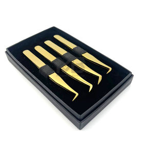 Pinzas para Extensión de Pestañas de Alta Calidad, 4 Piezas, en Caja de Cartón Recubierta de Papel Negro, Personalizables - Product Image 4