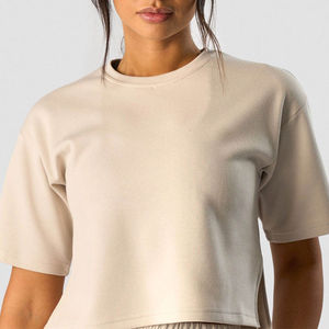 T-shirt court à col en V pour femme, imprimé été, léger, respirant, séchage rapide, service OEM/ODM, faible MOQ - Product Image 3