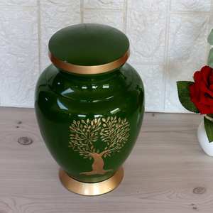 Urna de cremación de árbol verde para cenizas humanas, contenedor de metal para cenizas, urna funeraria para papá - Product Image 4