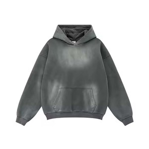 Color verde SOL se desvaneció peso pesado hecho a medida 100% lavado ácido invierno calentar Sudadera con capucha - Product Image 4