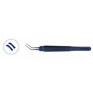 Forceps de Capsulorhexis de Précision Utrata, Courbé Angulaire, Instrument Microchirurgical Ophtalmique, Poignée Manuelle, 11,5 cm, Certifié CE - Product Image 1
