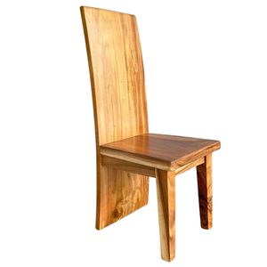 Silla de Comedor de Madera Maciza con Borde Natural, Hecha a Mano, de Madera Sua, Estilo Wabi-Sabi, Ligera, para Comedor, Restaurante, Cafetería, Villa - Product Image 1