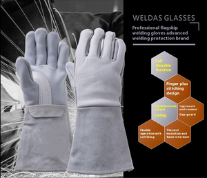 Gants de soudage en cuir fendu blanc de 14 pouces avec paume renforcée Gants résistants à la chaleur pour le soudage et le meulage des bâtons - Product Image 4