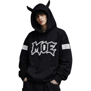 Sudadera con Capucha Gótica con Logo Personalizado para Hombre, Sudadera Negra Extra Grande, Ropa Urbana, Fabricante de Moda, Proveedor de Fábrica OEM - Product Image 4