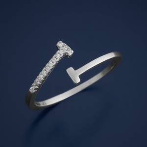 92.5 Silver Finger <b>Ring</b> Trendy Casual Opening <b>Ring</b> Rose Gold Gold Rhodium Plating Claw Inlay Number Shape Gift Product <b>Name</b> Gold - Product Image 4