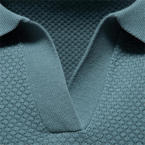 T-shirt d'été décontracté pour homme en soie à manches courtes à haute élasticité, léger et fin, en tricot solide pour polo - Product Image 4