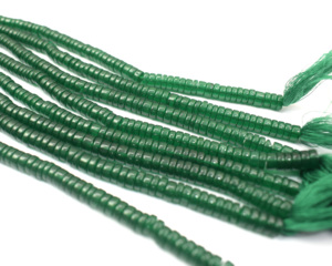 Handmade Smooth Cut Green Onyx Gemstone <b>Beads</b> Strands <b>Heishi</b> Shape for Jewelry Components and Findings - Product Image 3