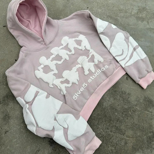 Pull-over personnalisé à imprimé bouffant 3D Sweats à capuche pour hommes de haute qualité 100% coton Vintage délavé à l'acide à manches longues Boxy Fit brodé - Product Image 5