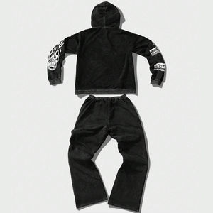 Lettre personnalisée impression et la figure hommes survêtement DTG impression sweat à capuche pantalon évasé décontracté 2 pièces ensemble - Product Image 2