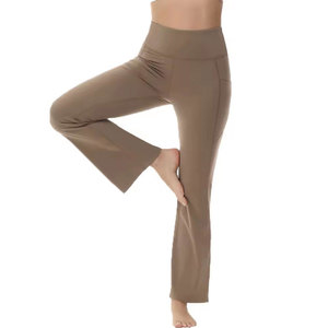 Factory Made High Waisted <b>Gym</b> <b>Flare</b> <b>Leggings</b> Compression Tight Push Up Women <b>Leggings</b> Spandex Nylon Material <b>Legging</b> - Product Image 3