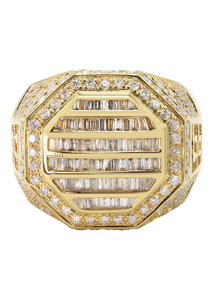 Hip Hop Iced Out VVS Lab Grown Full Diamond Baguette Anillo para hombre Joyería de boda personalizada de lujo en oro de 10K 14K 18K - Product Image 4