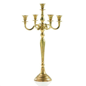 Highly Export Quality Vintage Metal Aluminum 5 Arm <b>Candelabra</b> Tall Size Candle Stand Gold Finished for Tabletop Decorations - Product Image 2