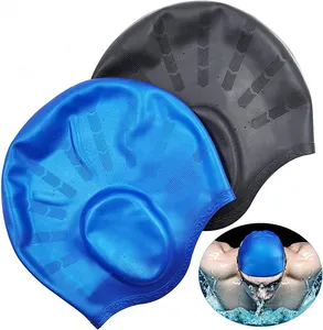 customized swimming caps silicone swimming cap with print custom logo waterproof print ear protection swim cap