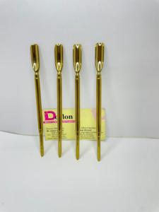 Empujador de cutículas de plasma dorado brillante con logotipo personalizado, empujador de manicura de acero inoxidable con forma de cuchara, empujador limpiador de uñas de doble extremo - Product Image 5