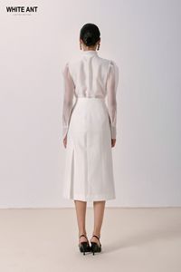 Ropa elegante para mujer, blusas y camisas blancas de manga larga con cuello de lazo para mujer, en Stock, camisa con lazo NOAM 73% Cupra 27% poliéster - Product Image 3