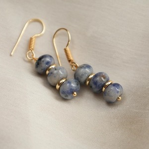 Handmade Sodalite Birthstone Dangle <b>Earrings</b> with Gold Spacer Beads and Gold Plated Hook Fashion Findings & Drop <b>Earrings</b> - Product Image 4