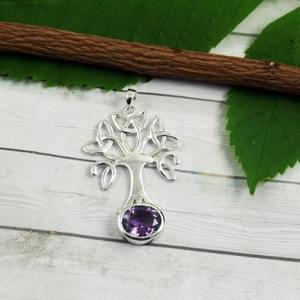 Tendance 925 Sterling Silver Améthyste Gemstone Pendentif Collier Rhodium Plaqué Cadeau De Mariage Bijoux pour Aimés Timbré 925 - Product Image 4