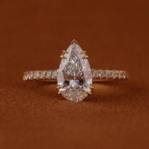 Anillo Cerrado de Plata de Ley S925 para Mujer, Diseño de Ojo de Caballo con Corte de Flor de Hielo, con Incrustaciones de Diamantes en Corte Pera, Joyería Elegante para Propuesta de Matrimonio - Product Image 1