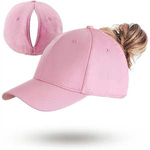 Casquettes de baseball personnalisées pour femmes, en coton, avec ouverture pour queue de cheval, non structurées, effet vieilli et délavé, pour le sport - Product Image 2