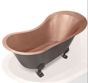 Recién llegado, bañera de cobre independiente hecha en India, elegante zapatilla doble, con faldón Base, bañera de cobre en diferentes acabados - Product Image 6