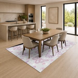 Tapis de salon en chenille antidérapant, motif créateur imprimé numériquement, lavable en machine, couleur crème ivoire, vente en gros, RUGS DEPOT LXDP-0196 - Product Image 4
