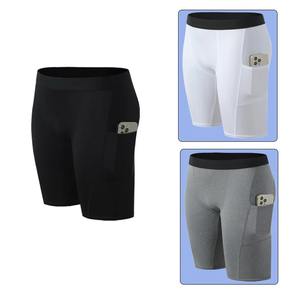 Pantalones cortos de baloncesto para gimnasio de secado rápido para hombre, pantalones cortos elásticos para entrenamiento deportivo, pantalones cortos de ejercicio con cintura media, ropa deportiva transpirable sólida - Product Image 4