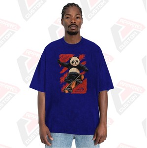 T-shirt élégant délavé à l'acide pour homme Design tendance confortable avec appliques écologiques pour l'été en velours côtelé batik denim - Product Image 1