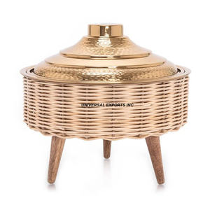 Pegatina Meena diseño Metal Hotpot forma redonda diseñador lujo cazuela clásico elegante Metal calentador de alimentos - Product Image 5