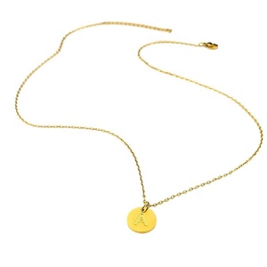 Gran oferta de joyería de acero inoxidable chapado en oro de 18 quilates <span class=keywords><strong>letra</strong></span> inicial A B C D <span class=keywords><strong>E</strong></span> encanto colgante alfabeto collar - Product Image 4