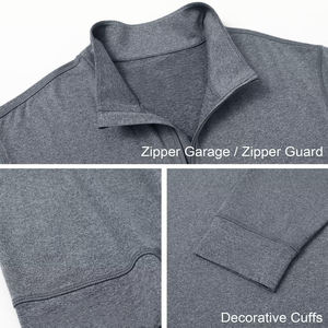 Vente chaude quart Zip pull sweat pour hommes léger coupe-vent thermique français éponge hommes mode coton mélangé - Product Image 6