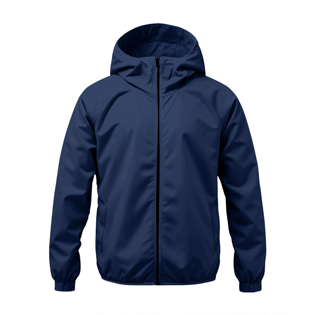 Custom Winter Nylon Polyester Shell Windbreaker Jacket For Men Plain Navy Contrasting Color Windbreaker Jacket For Men