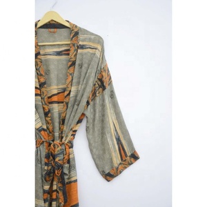 Bata Kimono de seda con estampado Floral para mujer, ropa de baño para playa, abrigo envolvente para casa, novedad - Product Image 2