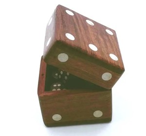 WOODEN Round Dice <b>Box</b> (Metal Lid) [Model No. AC 3497] - Product Image 2