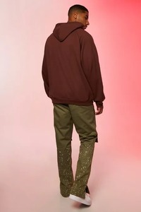 Sweat-shirt à capuche ample en molleton 100 % coton pour hommes, avec broderie de logo personnalisée et fermeture éclair, couleur unie, coupe oversize, vente en gros - Product Image 5