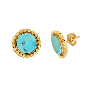 Arizona boucles d'oreilles turquoise naturelle 10mm 925 argent Sterling léger élégant bijoux filles fiançailles fête cadeau - Product Image 5