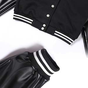 แจ็กเก็ตเลตเตอร์แมนสำหรับผู้หญิงแจ็กเก็ตเบสบอลลำลองสำหรับฤดูหนาวแขนหนัง - Product Image 6