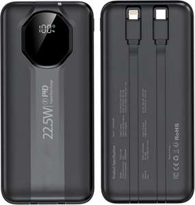 Batería Externa con Logotipo OEM, 20000 mAh, Nuevo Diseño, Carga Rápida PD de 22.5 W, Cable Integrado, Pantalla LED Digital, Estación de Energía - Product Image 1