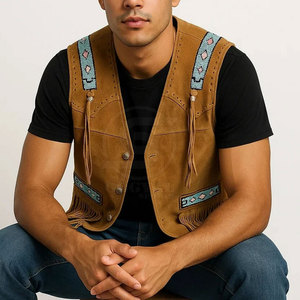 Gilet en cuir de cowboy pour homme de haute qualité à bas prix Nouveau design Prix bas Respirant Gilet en cuir de cowboy pour homme - Product Image 6